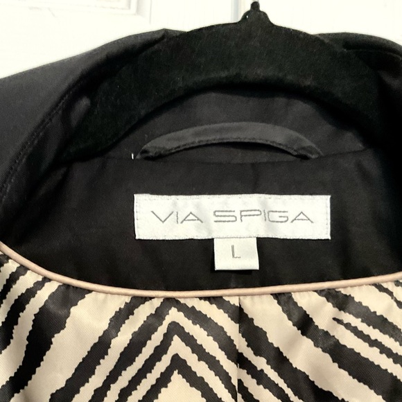 Classic Via Spiga Tailored Black Trench Coat - Like New Condition - Size L - Picture 4 of 9